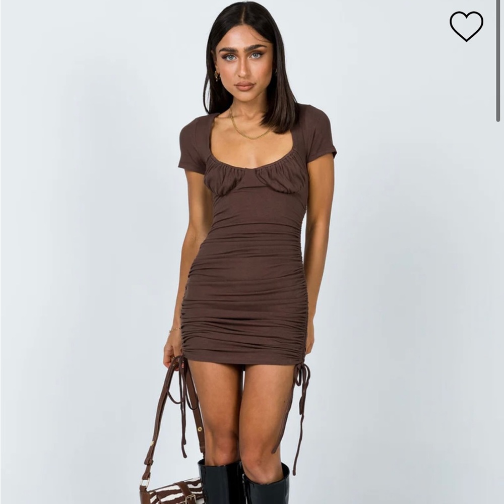 Princess Polly Neive Short Sleeve Mini Dress Chocolate
